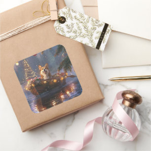 Corgi Weihnachtsfeiertage Quadratischer Aufkleber