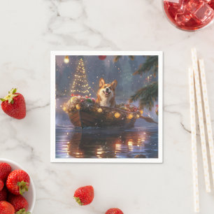Corgi Weihnachtsfeiertage Serviette