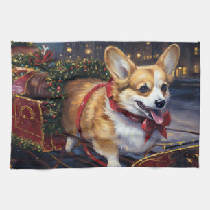 Corgi Weihnachtsfestive Saison Geschirrtuch