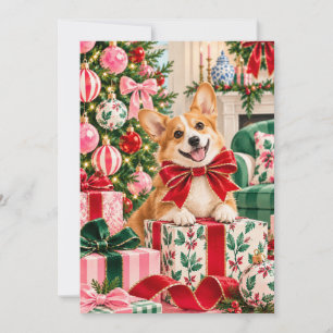 Corgi-Weihnachtsgeschenk-Flachkarte