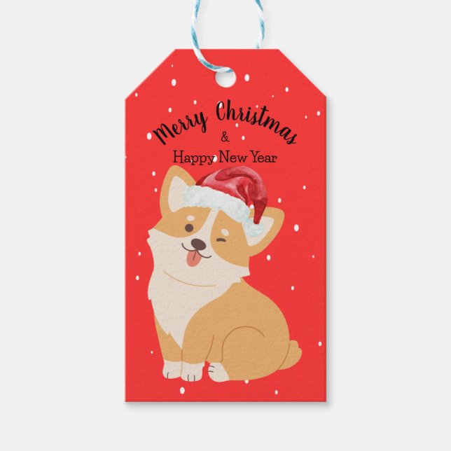 Corgi Weihnachtsgeschenk-Tag Geschenkanhänger (Vorderseite)