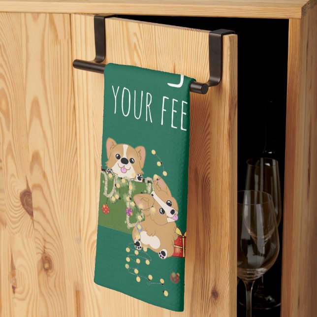 Corgi Weihnachtshandtuch Geschirrtuch (Drittel gefaltet)