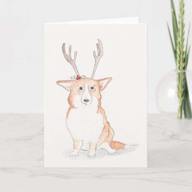 Corgi Weihnachtskarte Karte (Vorderseite)