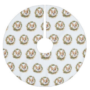 Corgi-Weihnachtskranz Festiver Hund Polyester Weihnachtsbaumdecke