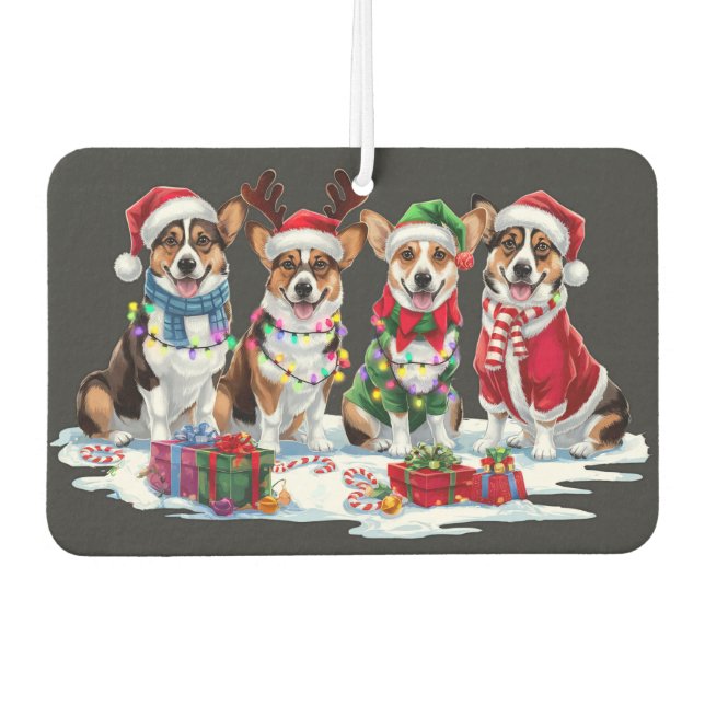 Corgi Weihnachtsleuchten - Adventure Design Autolufterfrischer (Vorderseite)
