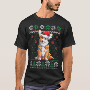 Corgi Weihnachtslichter Santa Hut Hund hässlicher T-Shirt
