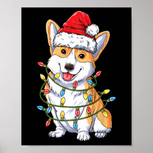 Corgi Weihnachtsmann Weihnachtsbaum Lichter Xmas J Poster
