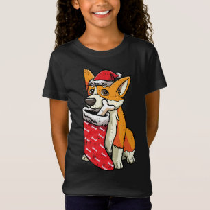 Corgi Weihnachtsmannmütze Christmas Pajama Niedlic T-Shirt