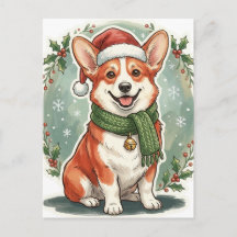 Corgi-Weihnachtsmannmütze-Weihnachtskarte