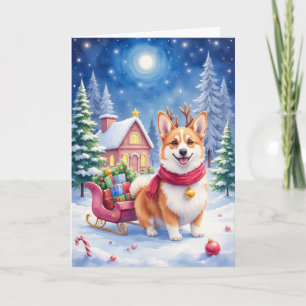 Corgi Weihnachtsmanns Rentiere Weihnachten Ferien Karte