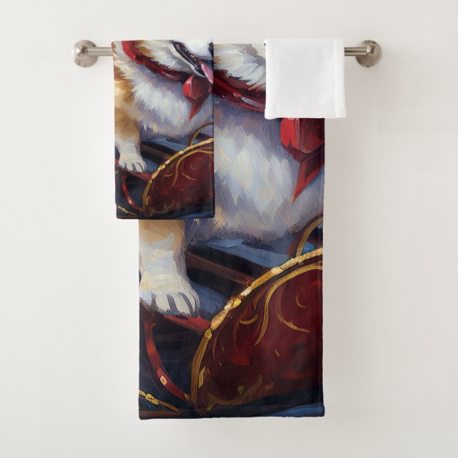 Corgi Weihnachtssaison Badhandtuch Set (Insitu)