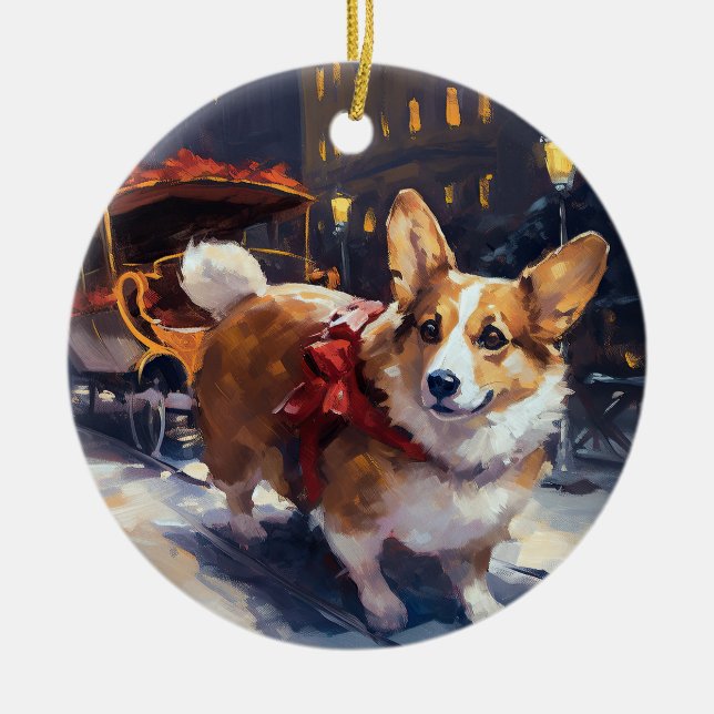 Corgi Weihnachtssaison Keramik Ornament (Vorne)