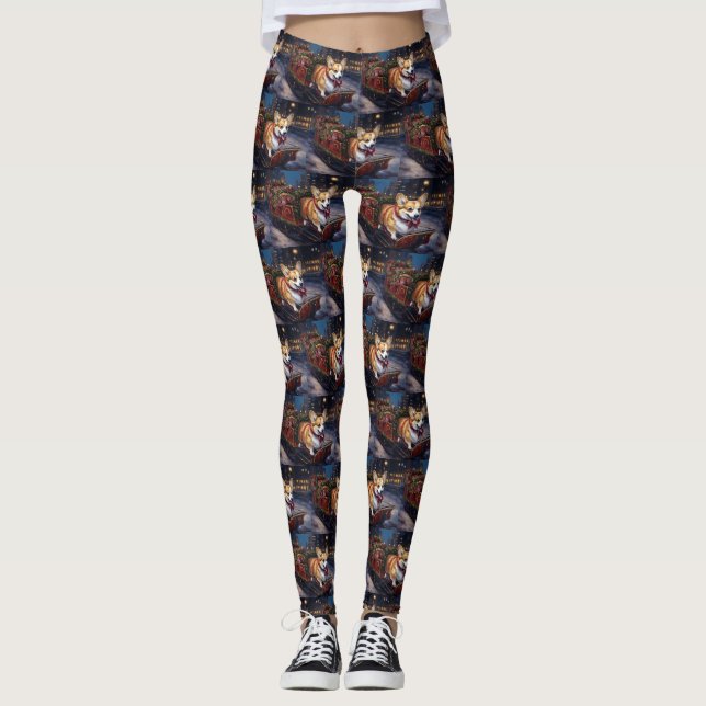 Corgi Weihnachtssaison Leggings (Vorderseite)