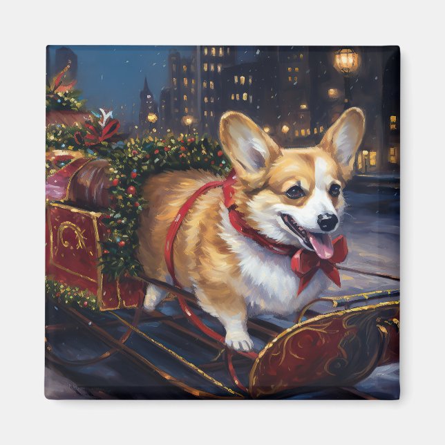 Corgi Weihnachtssaison Magnet (Vorne)