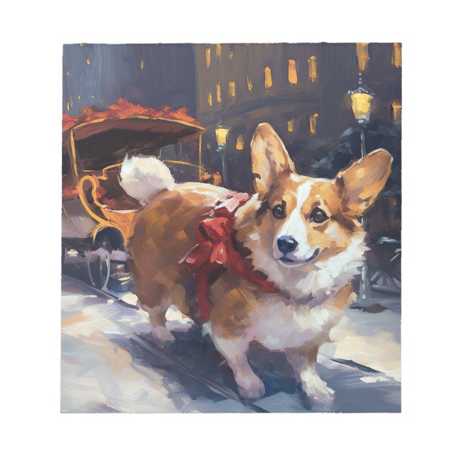 Corgi Weihnachtssaison Notizblock (Vorderseite)