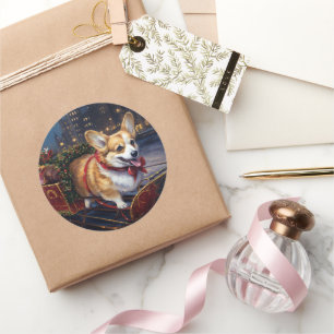 Corgi Weihnachtssaison Runder Aufkleber