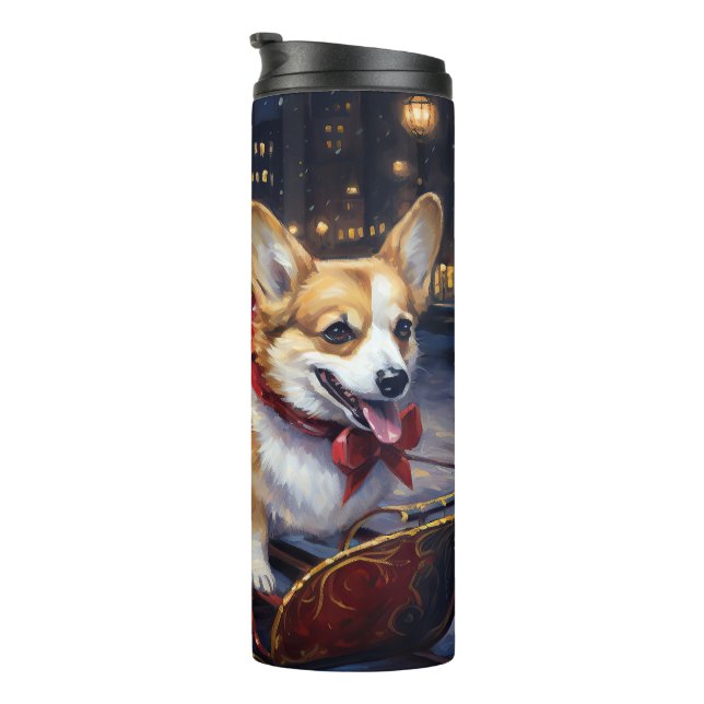 Corgi Weihnachtssaison Thermosbecher (Nach rechts gedreht)