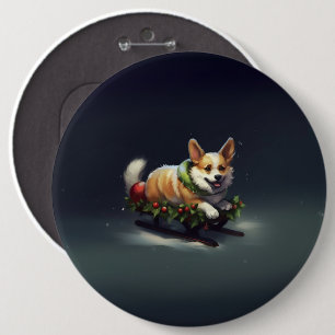 Corgi Weihnachtsschnee Winter Button