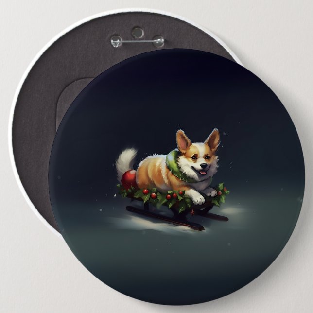 Corgi Weihnachtsschnee Winter Button (Vorne & Hinten)