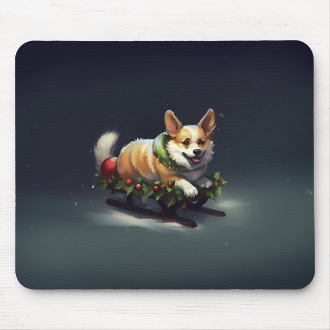 Corgi Weihnachtsschnee Winter Mousepad (Vorne)