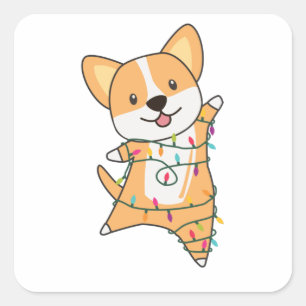Corgi Weihnachtsschnee Wintertiere Corgis Quadratischer Aufkleber