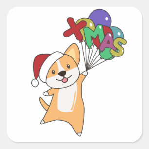 Corgi Weihnachtsschnee Wintertiere Corgis Quadratischer Aufkleber