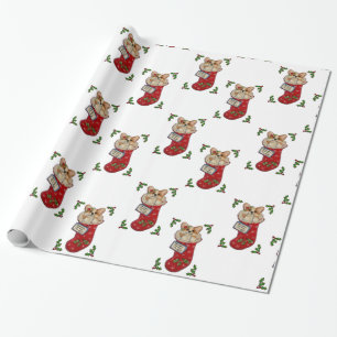 Corgi-WeihnachtsStrumpf-Verpackungs-Papier Geschenkpapier