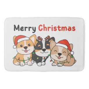 Corgi Weihnachtstiere Niedliche Hunde Frohe Weihna Badematte