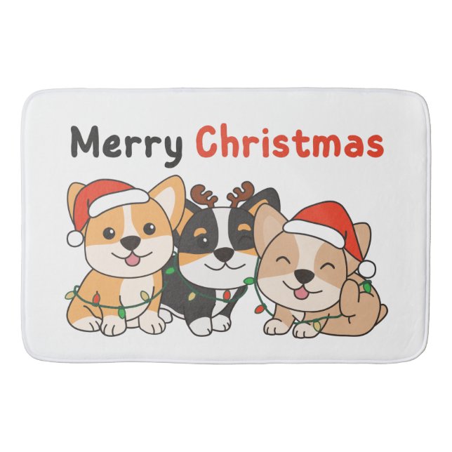 Corgi Weihnachtstiere Niedliche Hunde Frohe Weihna Badematte (Vorderseite)