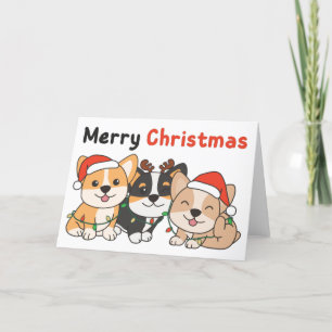 Corgi Weihnachtstiere Niedliche Hunde Frohe Weihna Feiertagskarte
