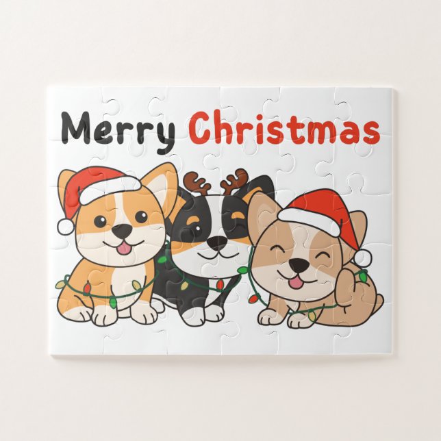 Corgi Weihnachtstiere Niedliche Hunde Frohe Weihna Puzzle (Horizontal)