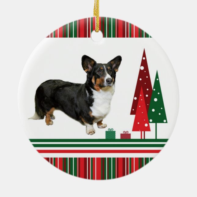 Corgi-Weihnachtsverzierung Keramikornament (Hinten)