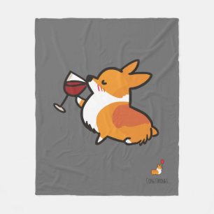 Corgi-Wein-Fleece-Decke Fleecedecke