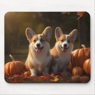 Corgi Welpe Herbstfreude Kürbis Mousepad