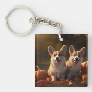 Corgi Welpe Herbstfreude Kürbis Schlüsselanhänger