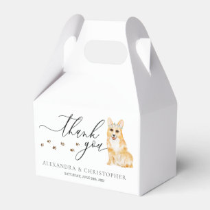 Corgi-Welpe Hochzeit Kalligrafie Danke Geschenkschachtel
