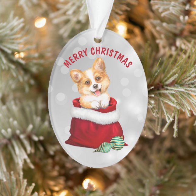 Corgi Welpe Hund Geschenk Überraschung Ornament (Baum)