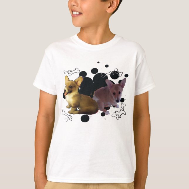Corgi-Welpen mit Fleckhintergrund - T-Shirt (Vorderseite)