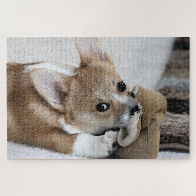 Corgi-Welpen-Spaß-Puzzlespiel Puzzle (Horizontal)