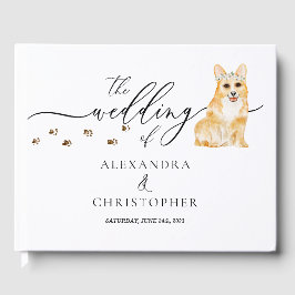 Corgi Welpentier Hochzeitkalligrafie Gästebuch