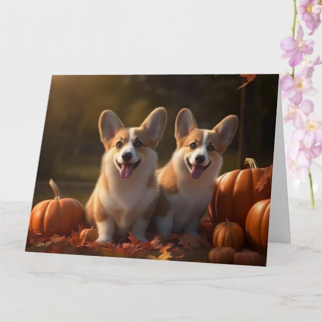 Corgi Welppy Autumn Delight Pumpkin Karte (Orchidee)