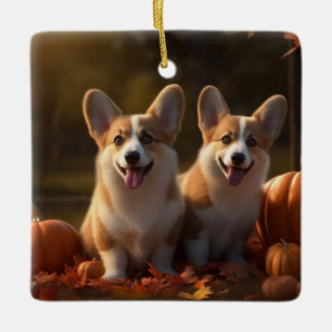 Corgi Welppy Autumn Delight Pumpkin Keramikornament