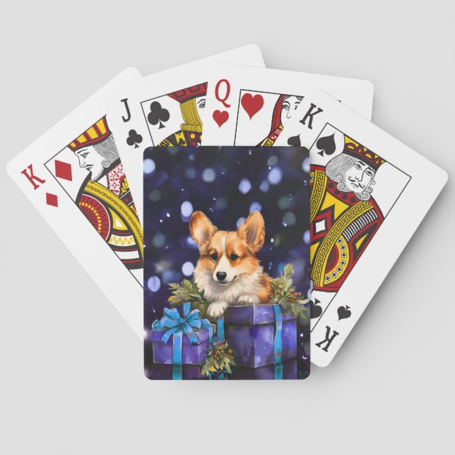 Corgi Welppy mit Weihnachtsgeschenken Spielkarten (Rückseite)