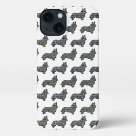 Corgi Welsh Dog Niedliche Silhouette Grid White iPhone 13 Hülle