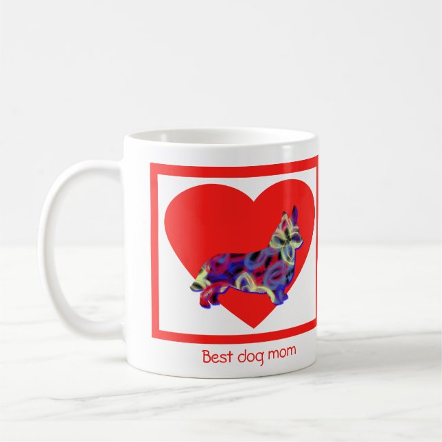 Corgi Welsh Dog Red Valentine's Day Heart Kaffeetasse (Links)