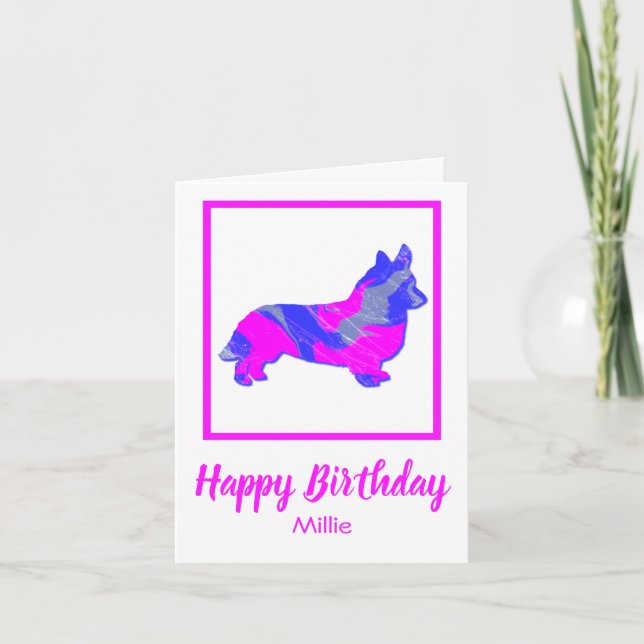 Corgi - Welsh Dog Silhouette Funny Birthday Card Karte (Vorderseite)