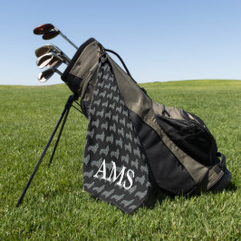 Corgi Welsh Niedlich Dog Silhouette Y&B Grid Black Golfhandtuch