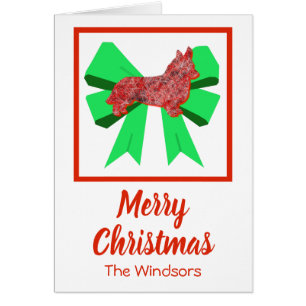 Corgi Welsh Niedlicher Weihnachtshund & Green Bow 