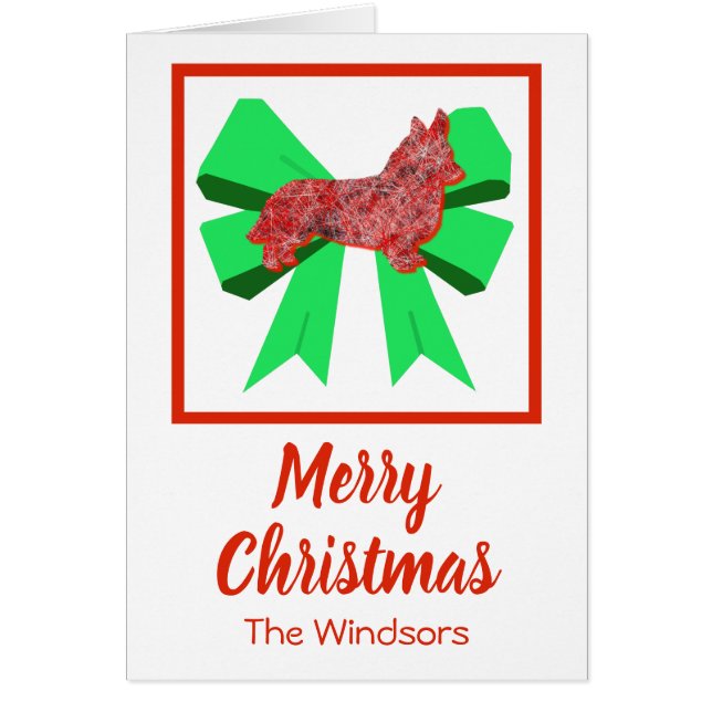 Corgi Welsh Niedlicher Weihnachtshund & Green Bow  (Vorne)