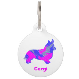 Corgi Welsh Welsh Welppy Dog Hot Pink und Blue Whi Haustiermarke